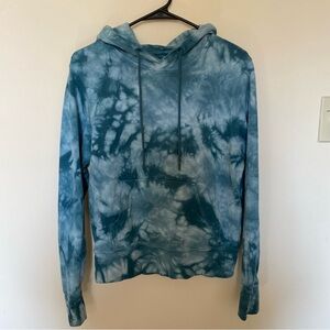 Athleta Women Blue Teal Tie-Dye Hoodie Size M Activewear Sundown print Cotton